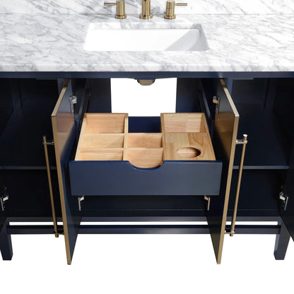 Mason 48" Freestanding Bathroom Vanity with Carrara White Natural Marble Top and Vitreous China Undermount Sink