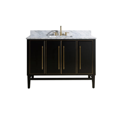 Mason 48" Freestanding Bathroom Vanity with Carrara White Natural Marble Top and Vitreous China Undermount Sink