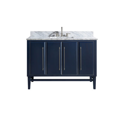Mason 48" Freestanding Bathroom Vanity with Carrara White Natural Marble Top and Vitreous China Undermount Sink
