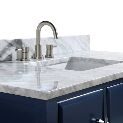 Mason 48" Freestanding Bathroom Vanity with Carrara White Natural Marble Top and Vitreous China Undermount Sink