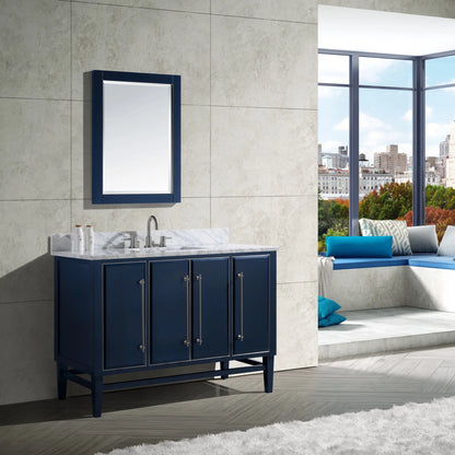 Mason 48" Freestanding Bathroom Vanity with Carrara White Natural Marble Top and Vitreous China Undermount Sink