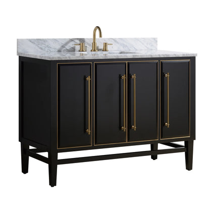 Mason 48" Freestanding Bathroom Vanity with Carrara White Natural Marble Top and Vitreous China Undermount Sink