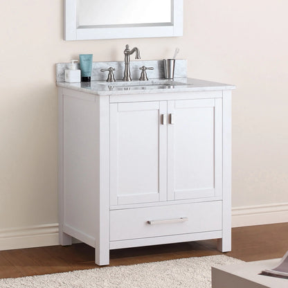 Modero 30" Freestanding Bathroom Vanity with Stone Top and Vitreous China Undermount Sink
