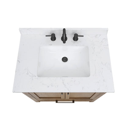 Modero 30" Freestanding Bathroom Vanity with Stone Top and Vitreous China Undermount Sink