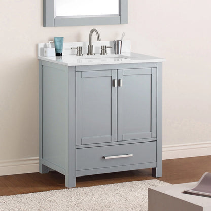 Modero 30" Freestanding Bathroom Vanity with Stone Top and Vitreous China Undermount Sink