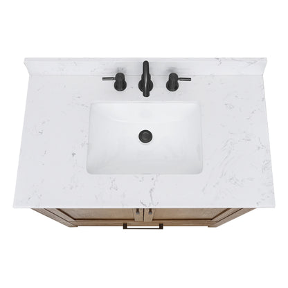 Modero 36" Freestanding Bathroom Vanity with Stone Top and Vitreous China Undermount Sink