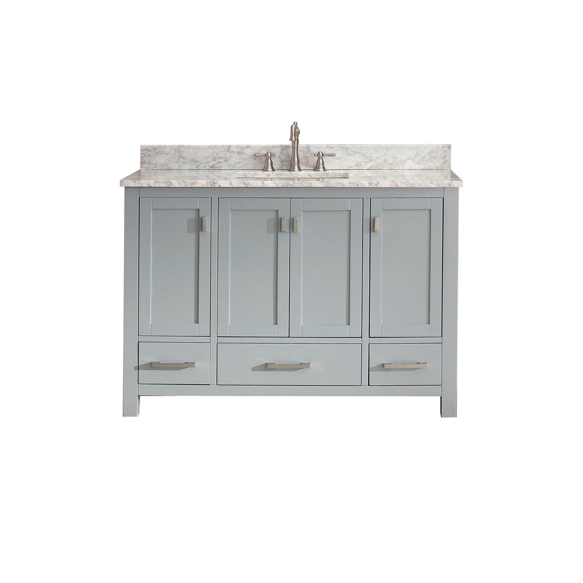 Modero 48 inch freestanding bathroom vanity, stone top, vitreous china undermount basin, solid wood cabinet