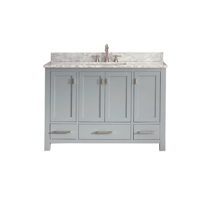 Modero 48 inch freestanding bathroom vanity, stone top, vitreous china undermount basin, solid wood cabinet
