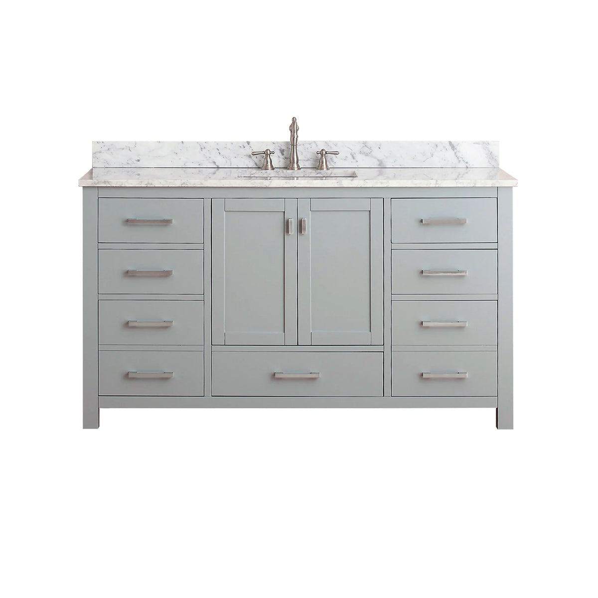 Modero 60 inch freestanding bathroom vanity, stone top, vitreous china undermount basin, solid wood cabinet