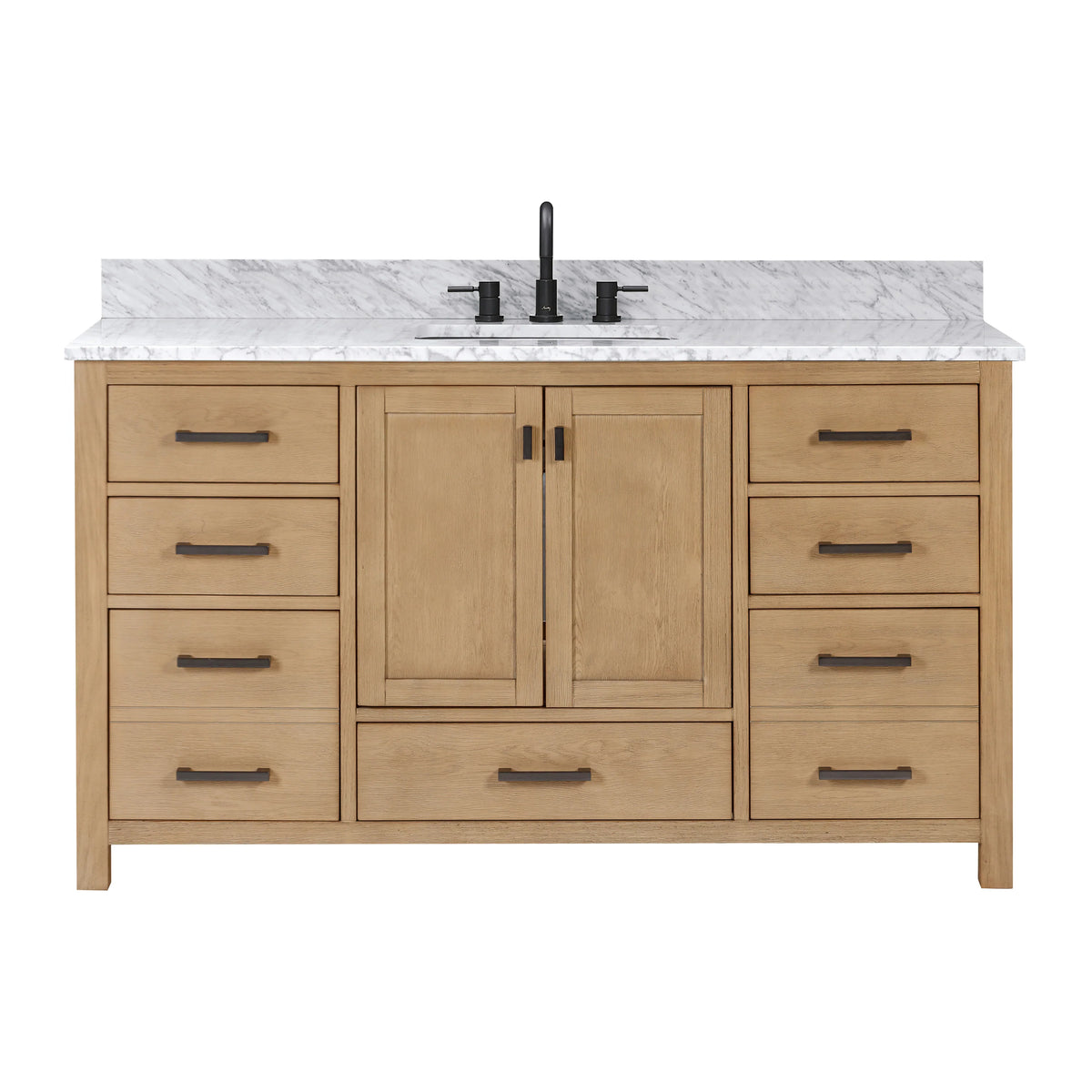 Modero 60" Freestanding Bathroom Vanity with Stone Top and Vitreous China Undermount Sink