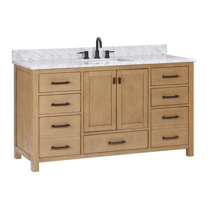 Modero 60" Freestanding Bathroom Vanity with Stone Top and Vitreous China Undermount Sink