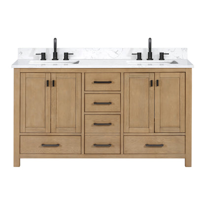 Modero 60" Freestanding Bathroom Vanity with Stone Top and Vitreous China Undermount Sink