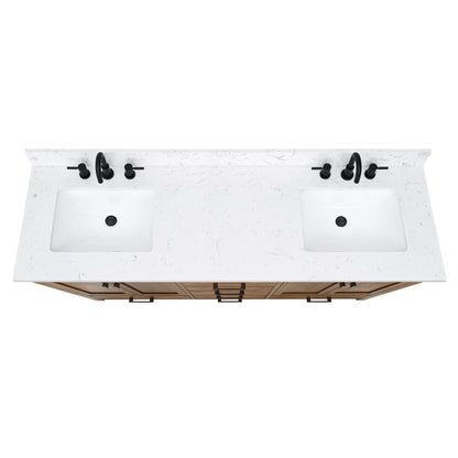 Modero 72" Freestanding Bathroom Vanity with Stone Top and Vitreous China Undermount Sinks