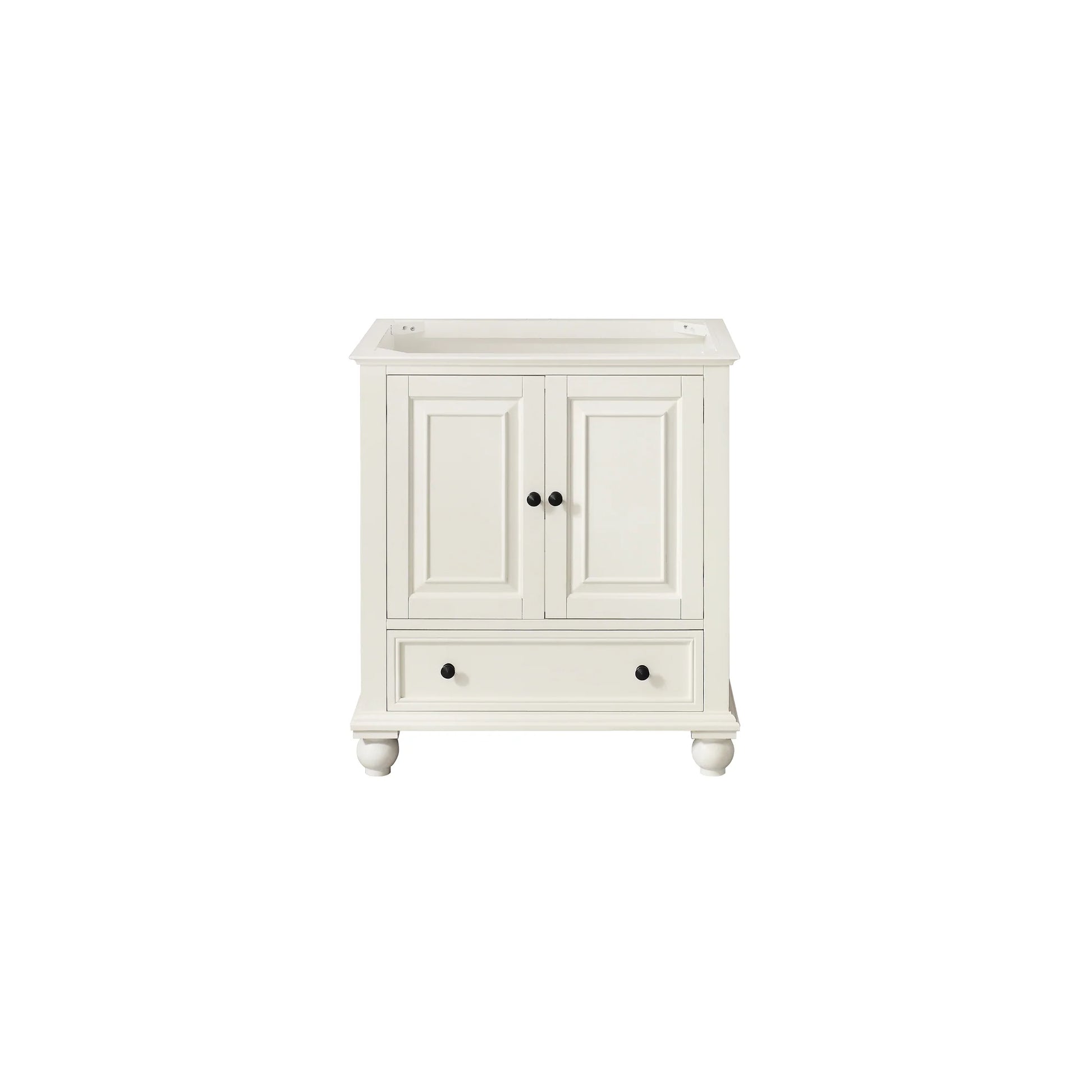 luxury bathroom vanity with 1 drawer + 2 doors, black bronze hardware & freestanding design. KBH Home Improvement