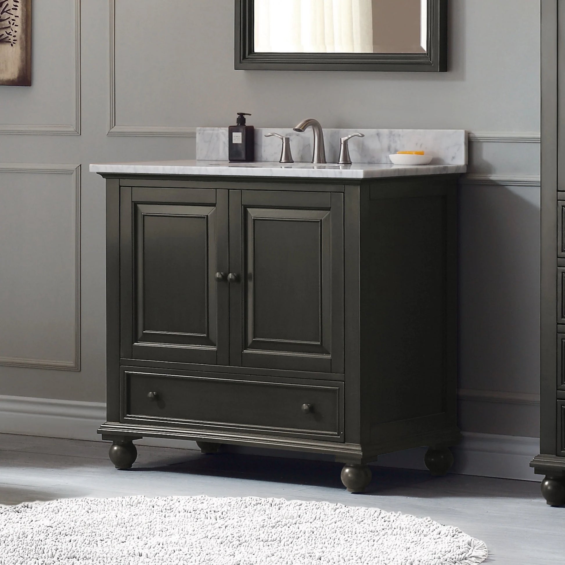 Carrara White Marble Top With Sink  Modern Bathroom Vanity - KBF Home Improvement