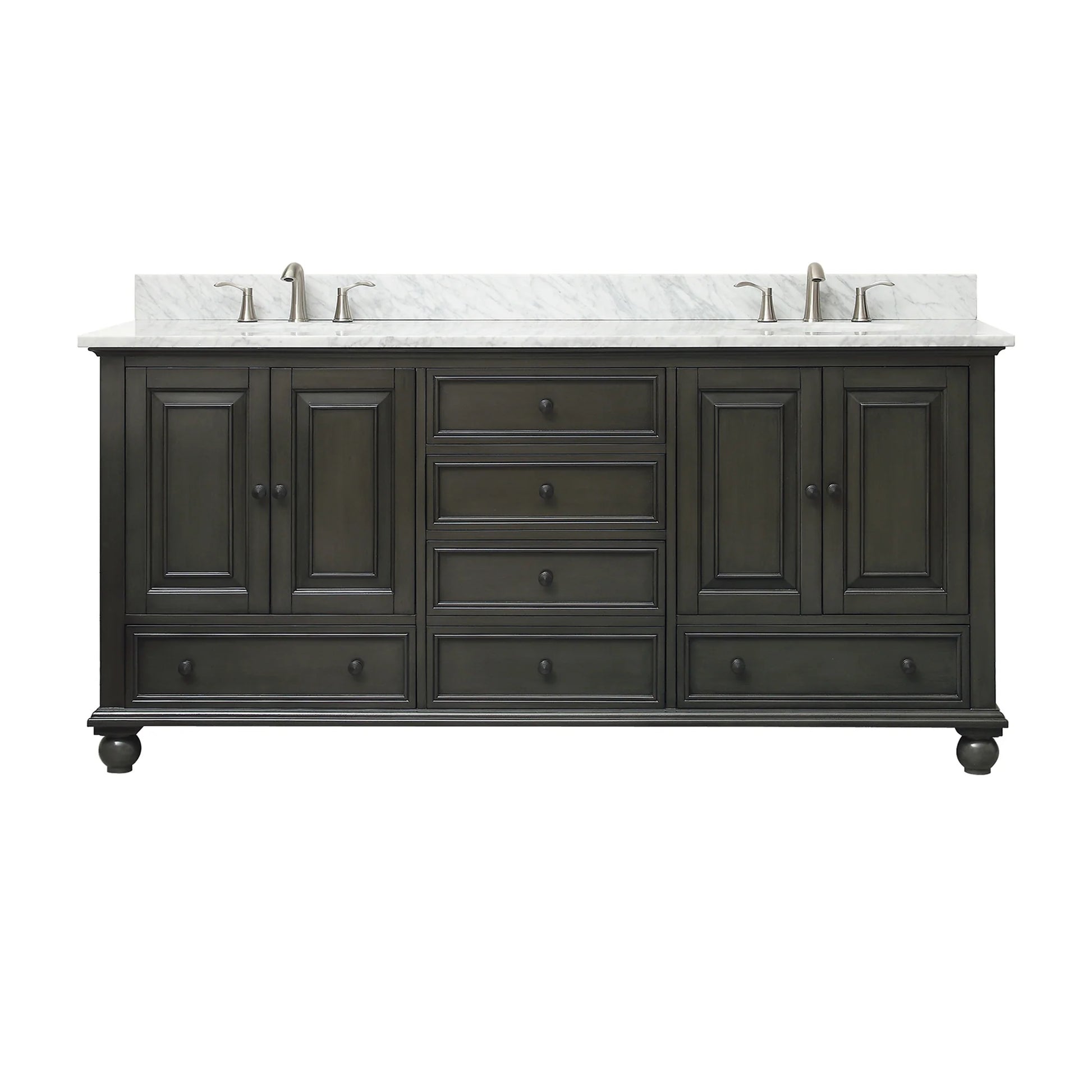 Thompson 72 Bathroom Vanities with Carrara White Natural Marble Top and Vitreous Sinks - KBF Home improvement