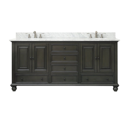 Thompson 72 Bathroom Vanities with Carrara White Natural Marble Top and Vitreous Sinks - KBF Home improvement