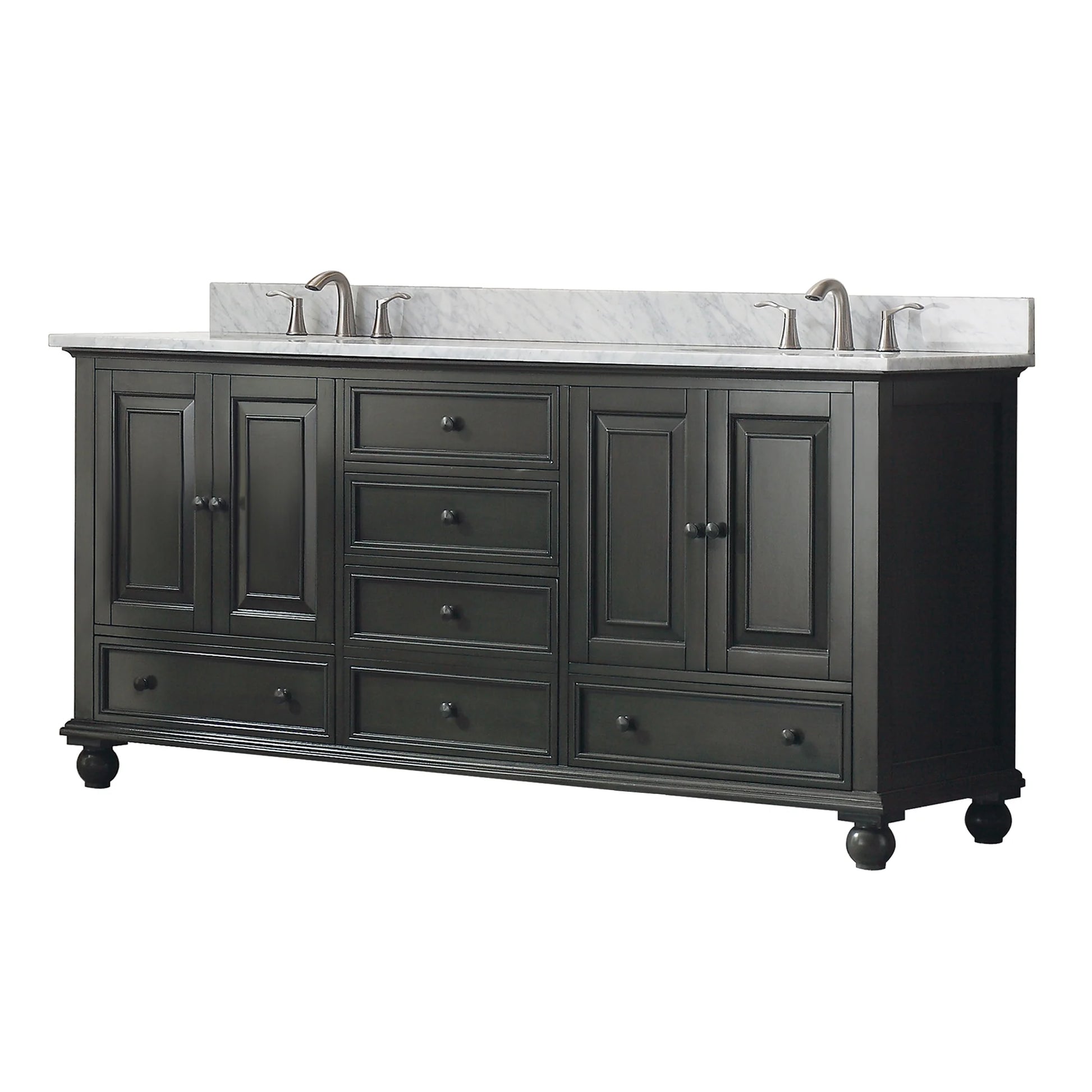 Thompson 72 Bathroom Vanity with Carrara White Natural Marble Top and Vitreous Sinks - KBF Home improvement