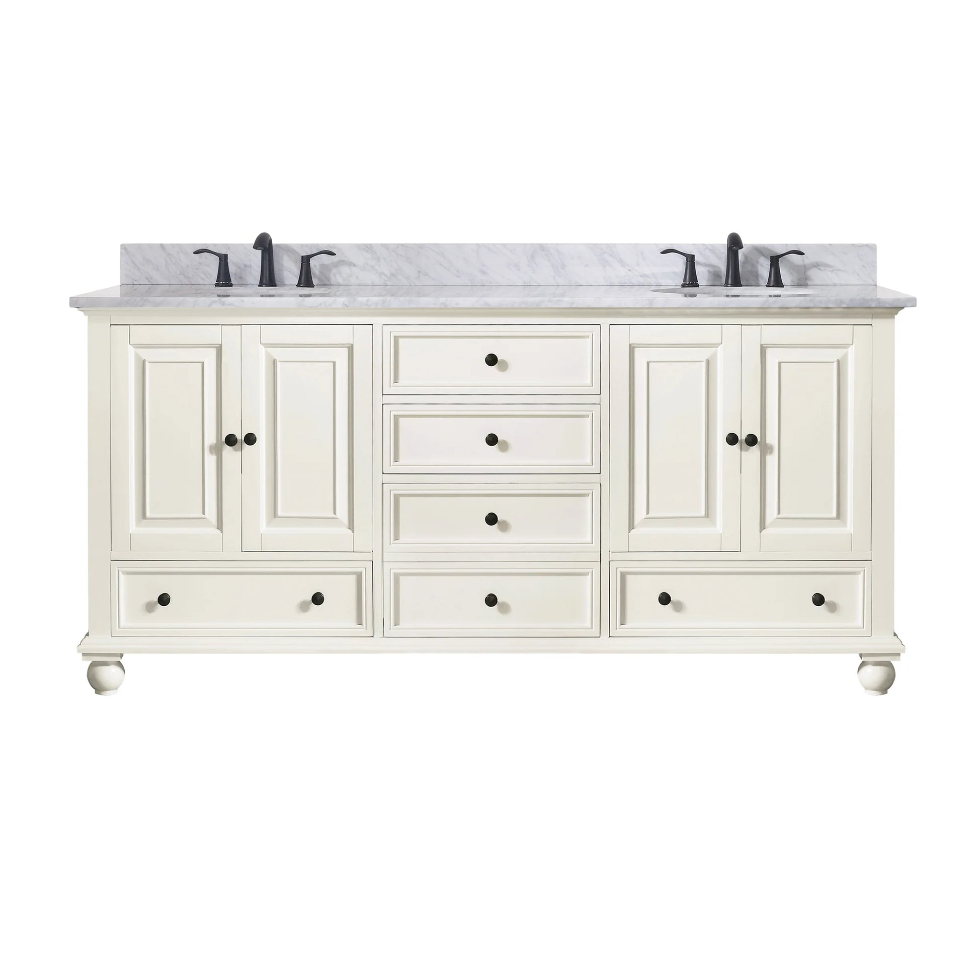 Thompson 72 Bathroom Vanity with Carrara White Natural Marble Top and Vitreous Sinks - KBF Home improvement