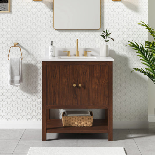 small bathroom Vanity with Pure White Quartz Top - KBF Home