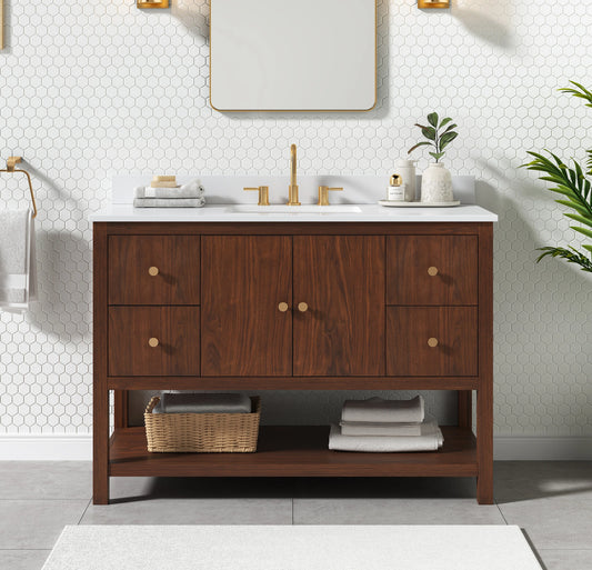 Zoe 48'' Freestanding vanity with white quartz top & undermount sink - KBF Home