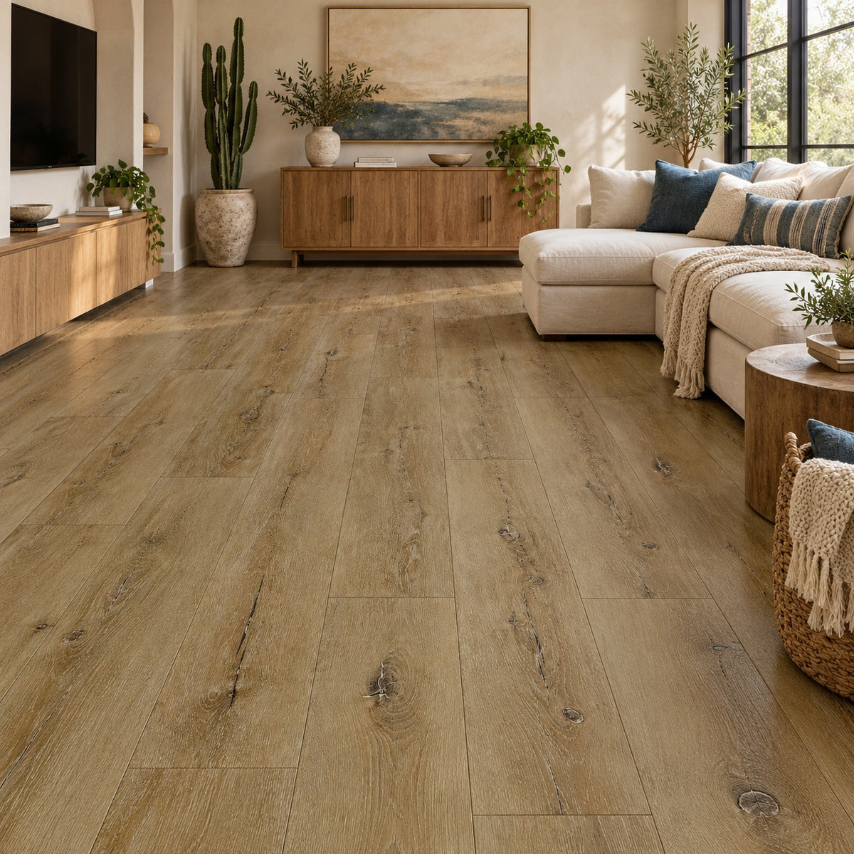 Fiji Kadavu Water Resistant Laminate Flooring installed in a family room