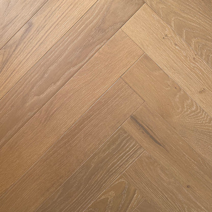 Herringbone Copa Coast engineered European oak flooring, herringbone blocks, wire brushed, 24 by 3 inch blocks