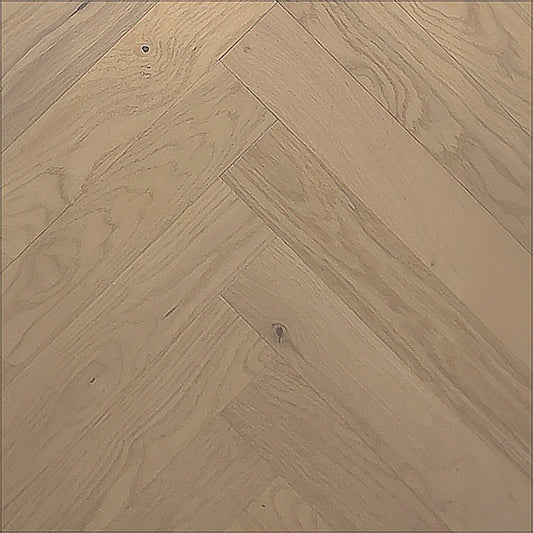 Herringbone Sahara Oak engineered European white oak flooring, herringbone blocks, wire brushed, matte UV lacquer