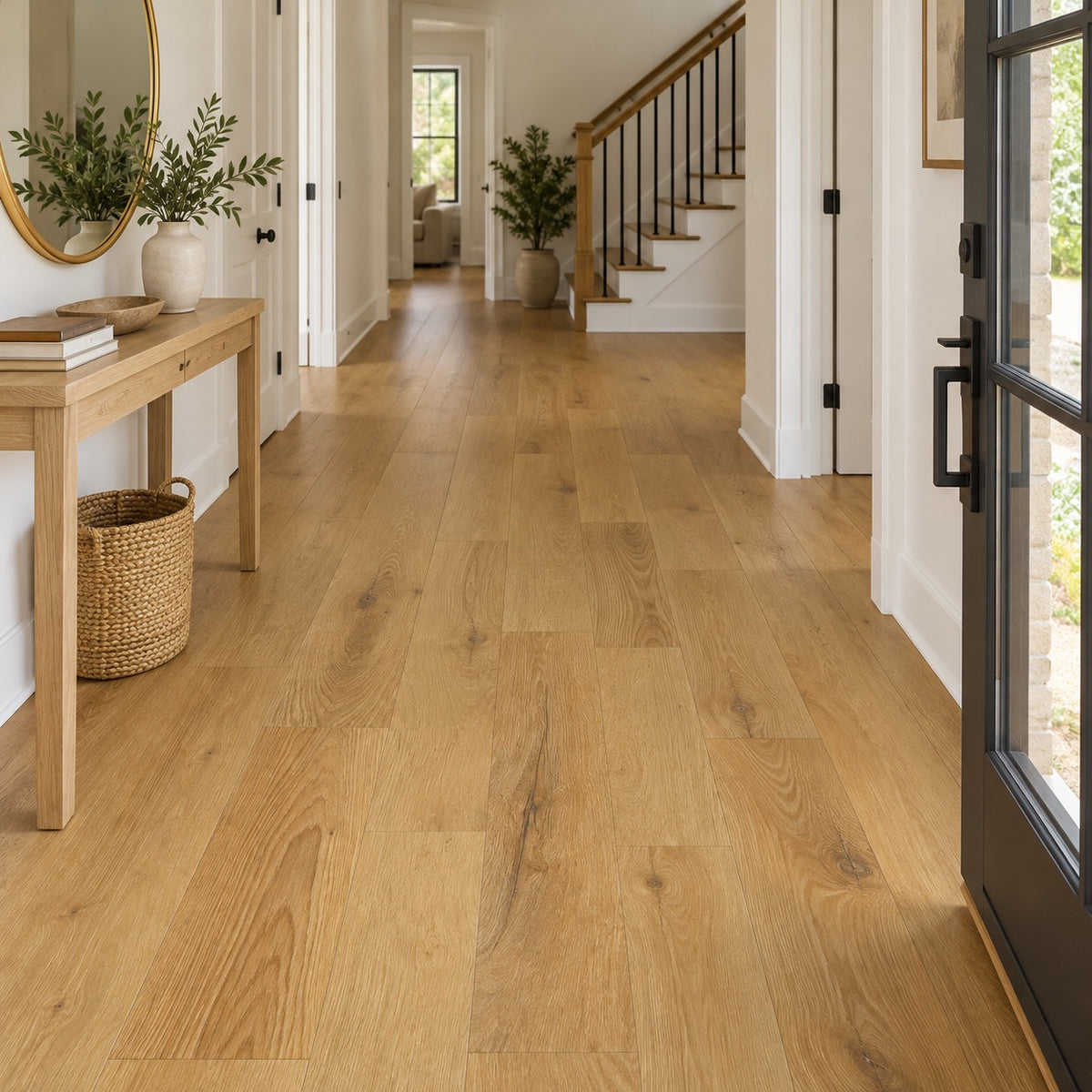 Horizon Harmony Gold Dust Waterproof SPC Flooring installed in an entryway
