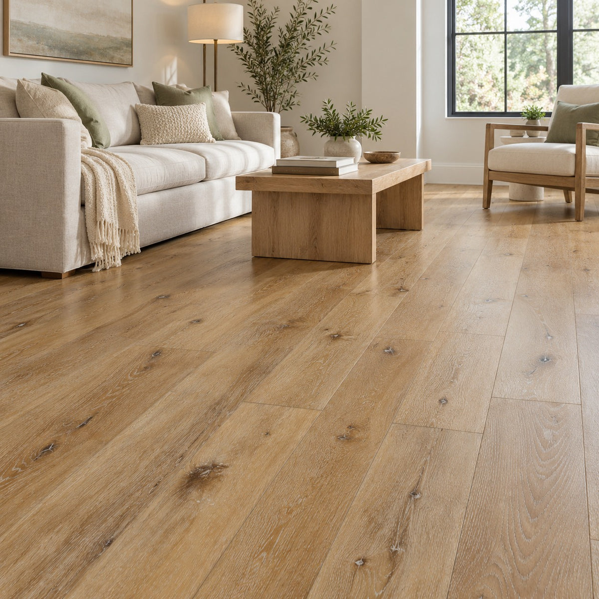 Isla Maui Waterproof SPC Flooring installed in a living room