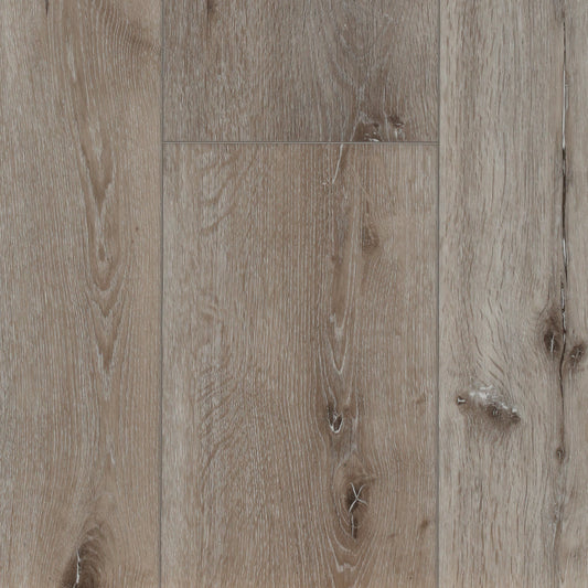 Isla Santorini waterproof SPC vinyl plank flooring, semi-matte wood look, attached 1.5 mm IXPE pad