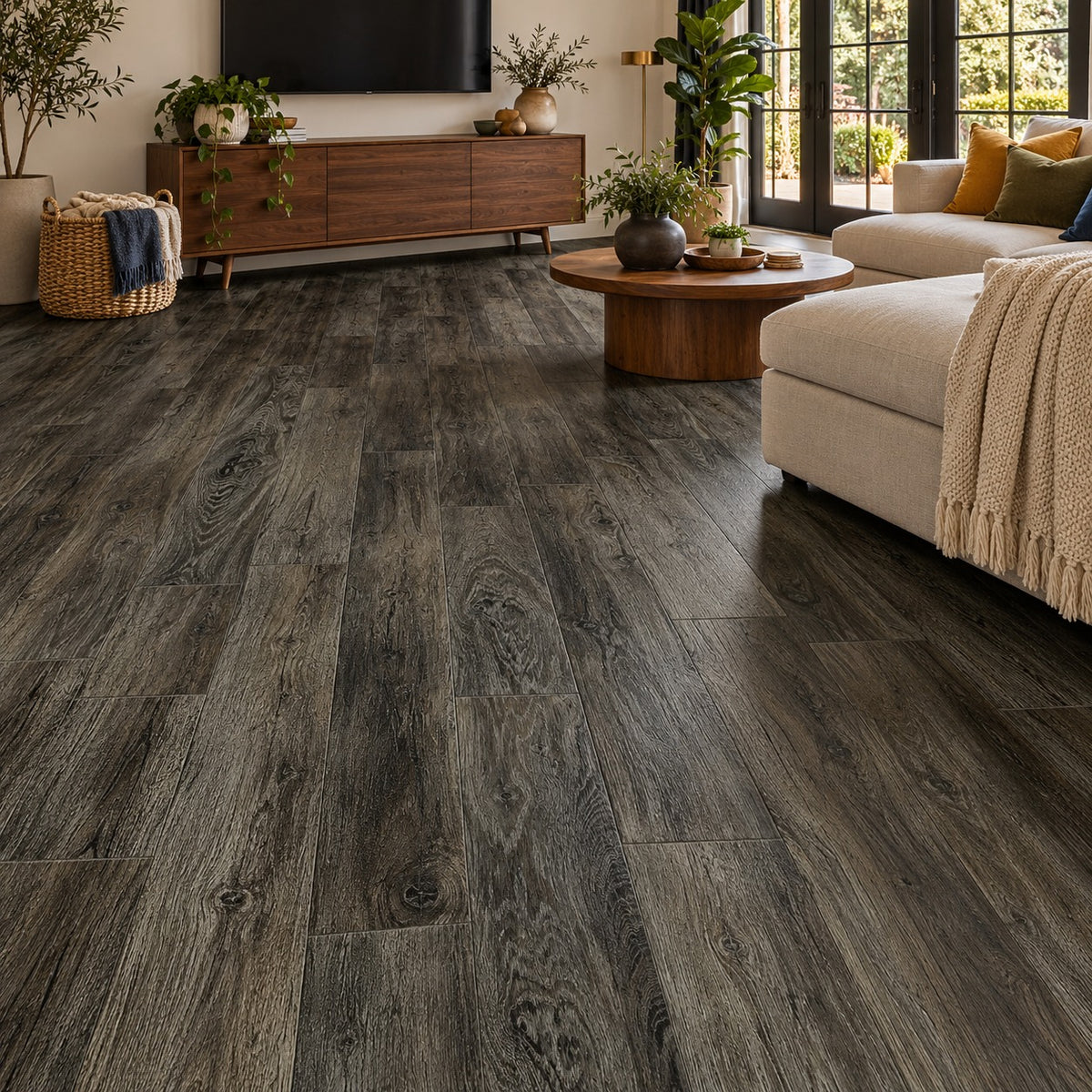 Oasis Founte Waterproof SPC Flooring installed in a family room