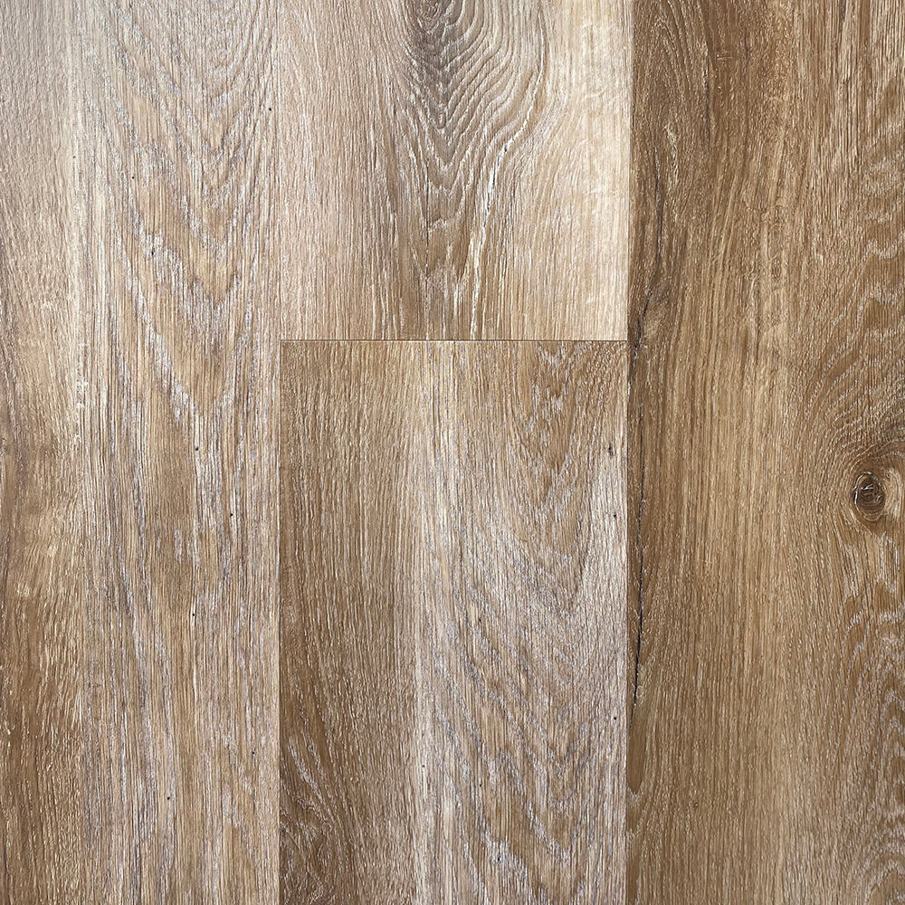 Oasis Mirage waterproof SPC vinyl plank flooring, attached 1.5 mm IXPE pad, semi-matte wood look, micro-bevel edges