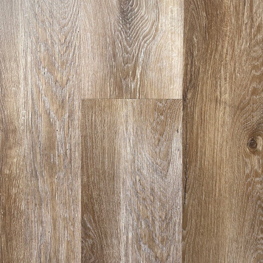 Oasis Mirage waterproof SPC vinyl plank flooring, attached 1.5 mm IXPE pad, semi-matte wood look, micro-bevel edges