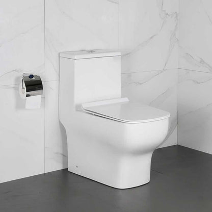Benedict one-piece dual-flush toilet in vitreous china