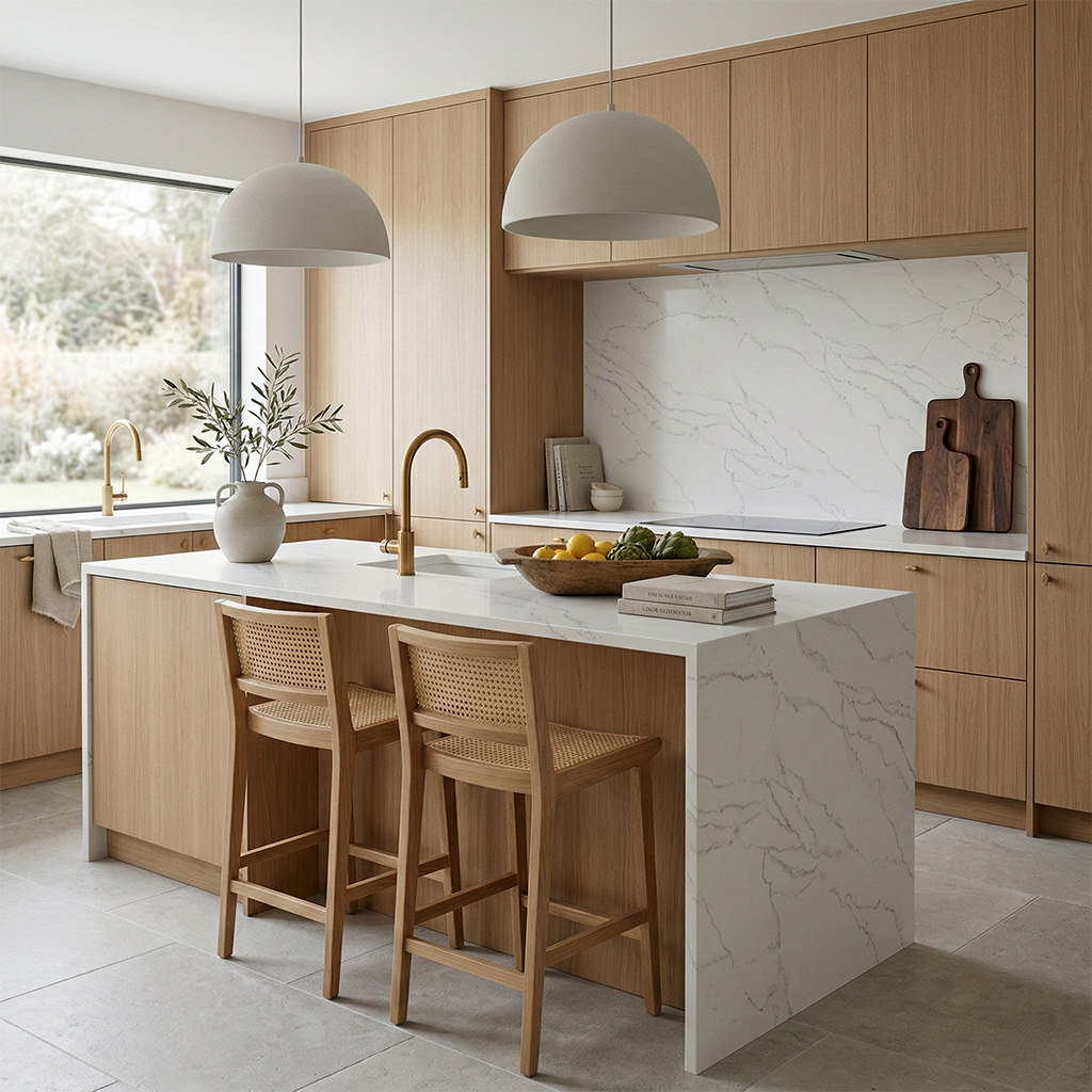 Additional view 2 of the Calacatta Dream engineered quartz slab