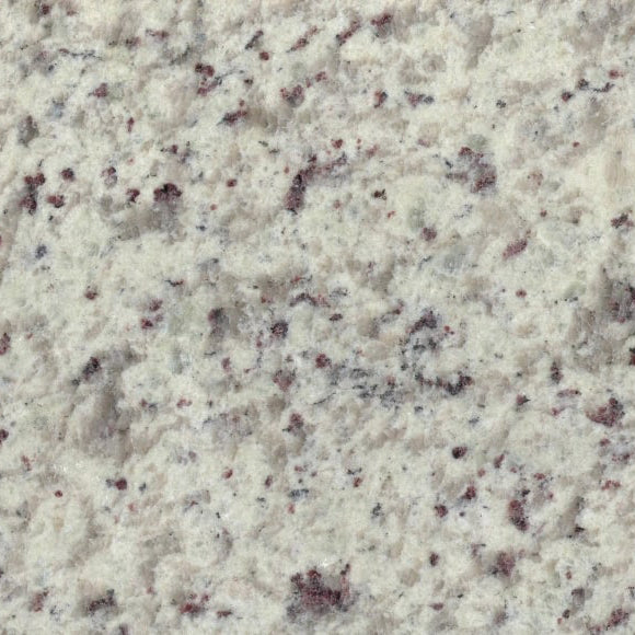 White Rose granite slab, brown base with black and white cloudy granite pattern, polished finish