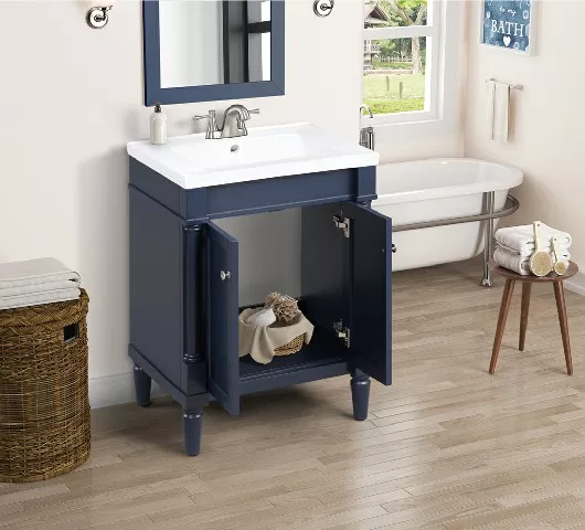 Adriano 24" Freestanding Bathroom Vanity with Porcelain Integrated Sink Top