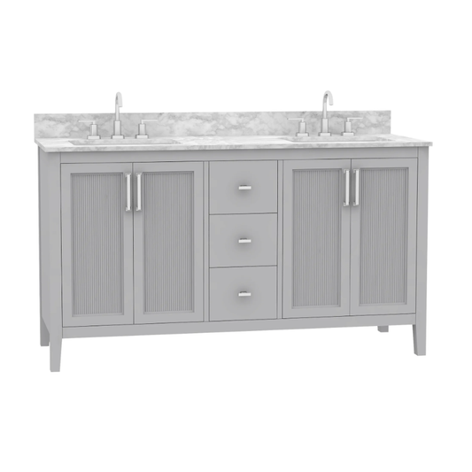 Arlington 60" Freestanding Bathroom Vanity with Sintered Stone Top and Vitreous China Undermount Sinks