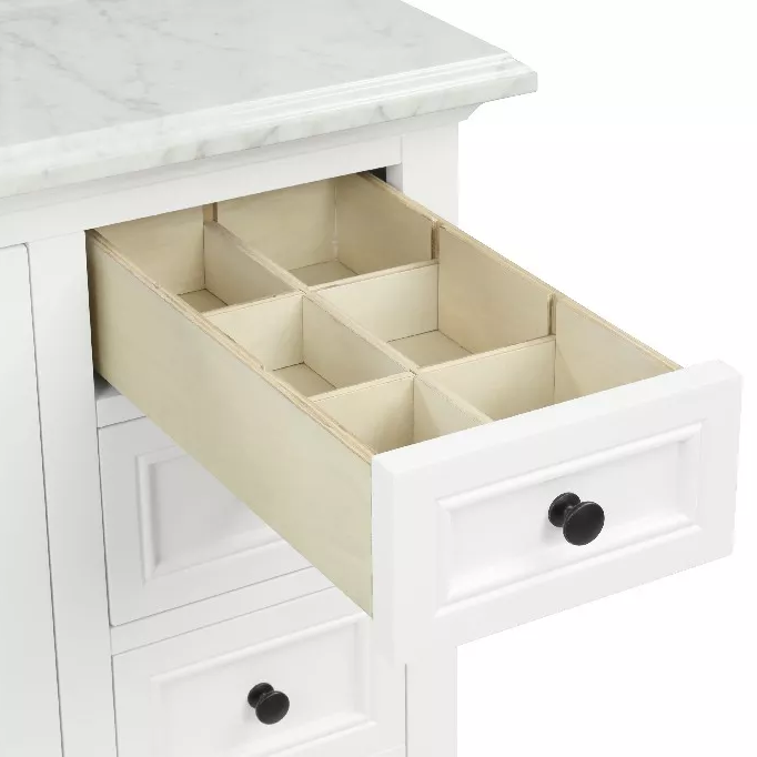 Beacon 36" Freestanding Bathroom Vanity with Natural Carrara Marble Top and Vitreous China Undermount Sink