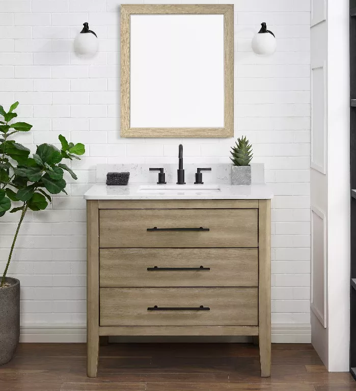 Belford 36" Freestanding Bathroom Vanity with Carrara Engineered Stone Top and Vitreous China Undermount Sink