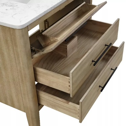 Belford 36" Freestanding Bathroom Vanity with Carrara Engineered Stone Top and Vitreous China Undermount Sink