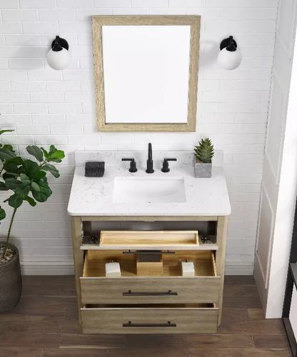 Belford 36" Freestanding Bathroom Vanity with Carrara Engineered Stone Top and Vitreous China Undermount Sink