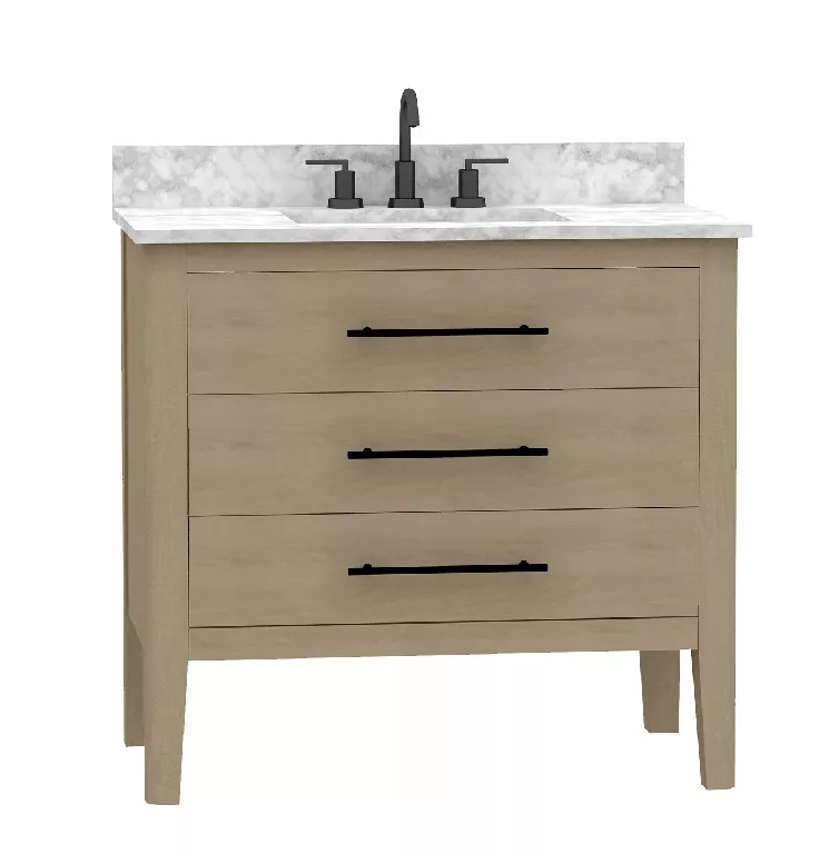 Belford 36" Freestanding Bathroom Vanity with Carrara Engineered Stone Top and Vitreous China Undermount Sink