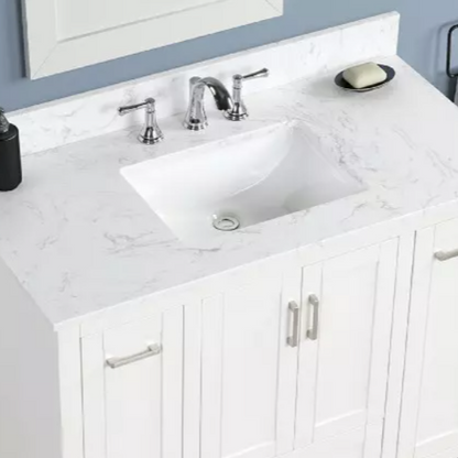 Camden 42" Freestanding Bathroom Vanity with Carrara Engineered Stone Top and Vitreous China Undermount Sink