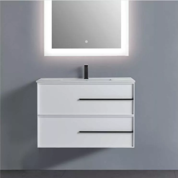 Camille 30" Wall Mounted Bathroom Vanity with Engineered Marble Integrated Sink Top
