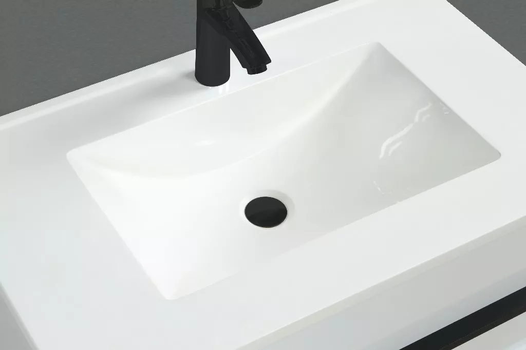Camille 30" Wall Mounted Bathroom Vanity with Engineered Marble Integrated Sink Top