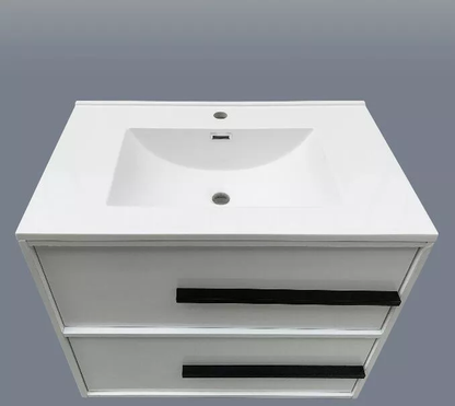 Camille 30" Wall Mounted Bathroom Vanity with Engineered Marble Integrated Sink Top
