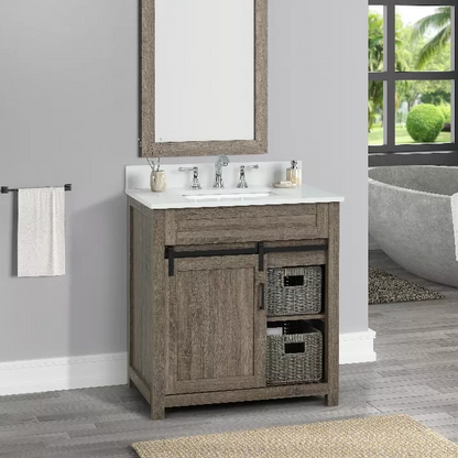 Chesterton 30" Freestanding Bathroom Vanity with White Quartz Top and Vitreous China Undermount Sink