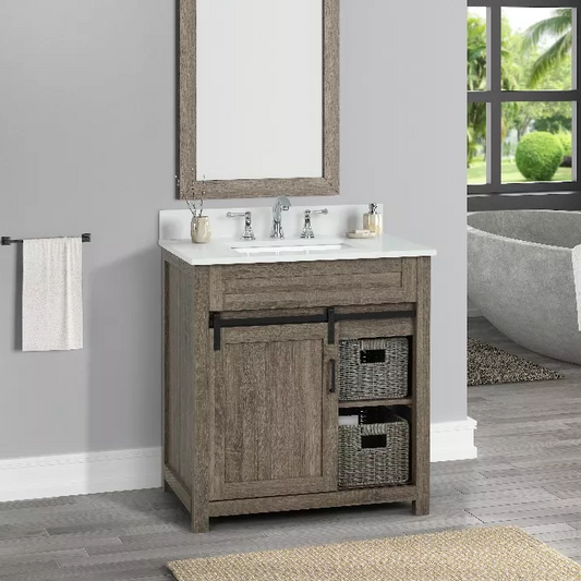 Chesterton 30" Freestanding Bathroom Vanity with White Quartz Top and Vitreous China Undermount Sink
